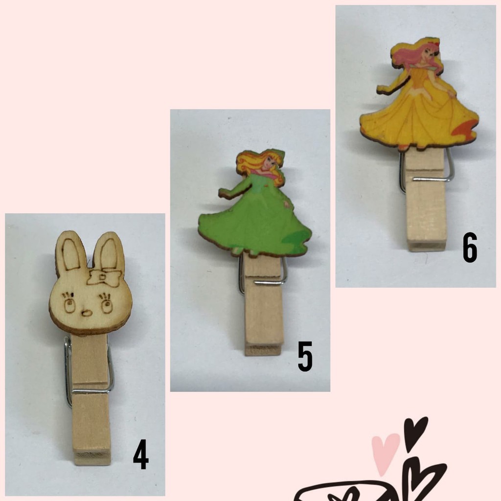 10 PCS - 3.5 CM WOODEN CLIP KARAKTER  | KLIP FOTO | PENJEPIT FOTO