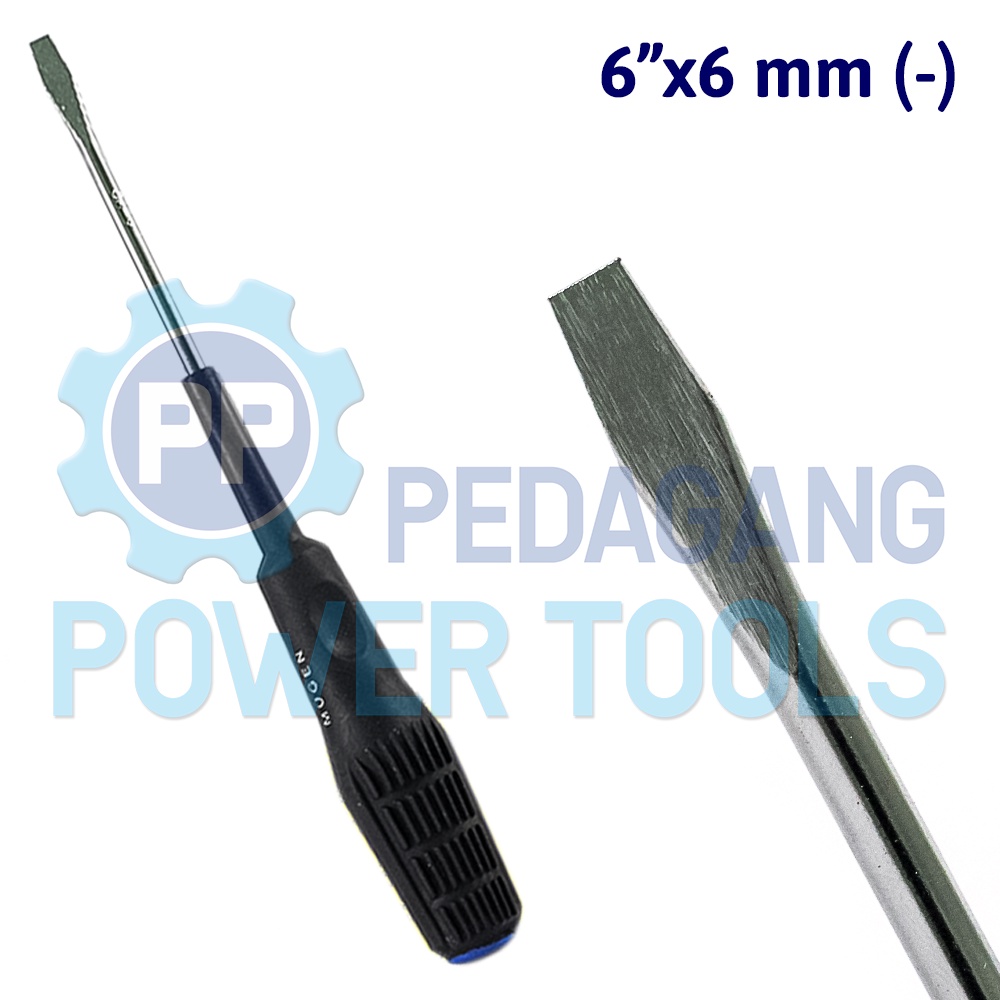 MUGEN OBENG MIN 6&quot; INCH X 6 MM GAGANG KARET MINUS SCREWDRIVER PANJANG