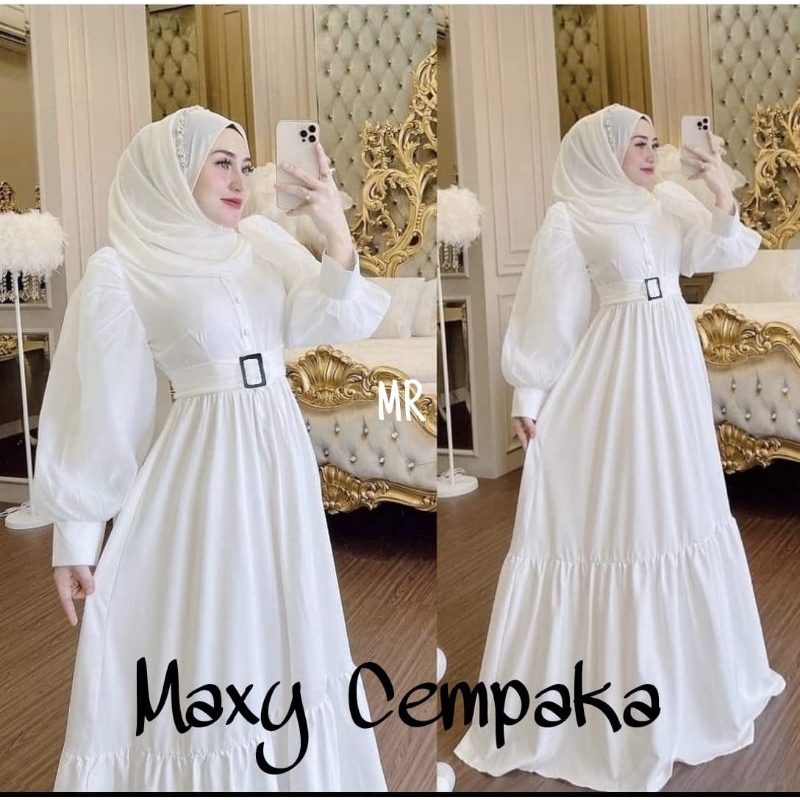 MAXY CEMPAKA, MOSCREPE PREMIUM TILE, GAMIS HIJAB MUSLIM, DRESS MAXY, 2 UKURAN