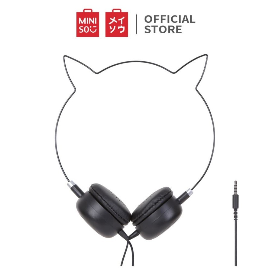 MINISO Headset Headphone Earphone On Ear Kabel Telinga Kucing Cat Ears