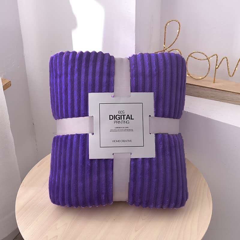 Selimut Bulu Halus Salur Dewasa Motif Polos Aesthetic Murah Terlaris Elegant 180x200 New Arrival-VIOLET