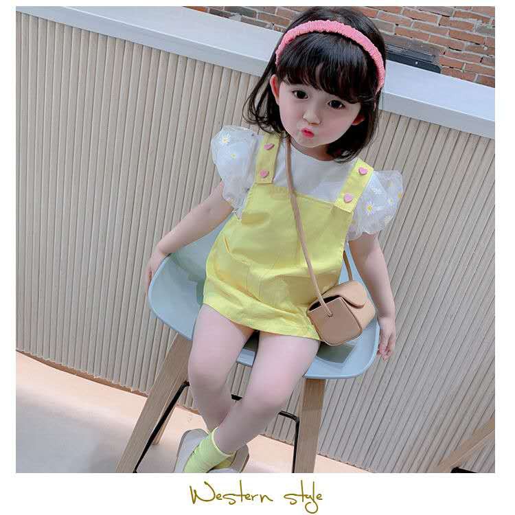 Dress Anak Perempuan overall rok+dalaman kaos lengan pendek dress bayi cewek lucu style import-5
