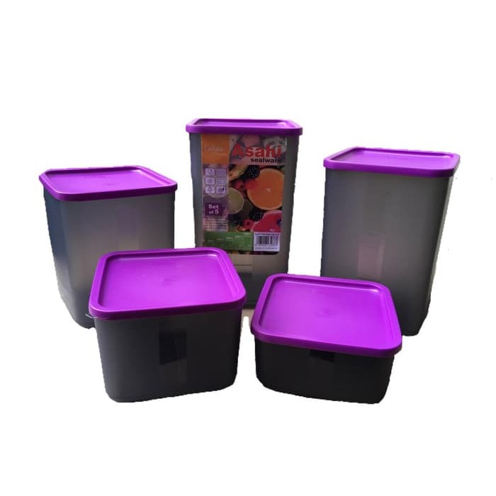 [1000gr] LT - [ ASAHI ] CALISTA ASAHI SET ISI 5 - ASAHI AIRTIGHT toples makanan bumbu kue snack kotak set premium FOOD CONTAINER KONTAINER