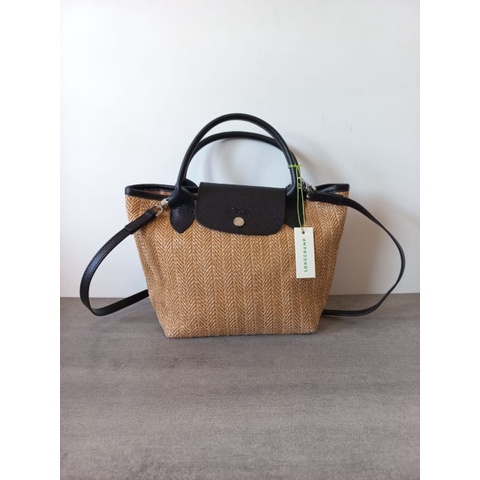 TAS WANITA SHOULDER BAG LE PLIAGE SMALL BAG IN WOVEN STRAW
