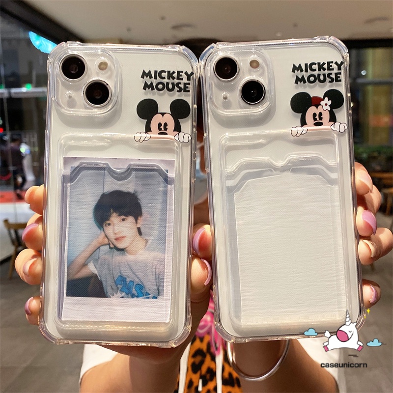 Tas Kartu Case Realme 9i 5 6i 5i 5s C21Y C25 C25Y C12 C31 C35 C30 C25s C20 C20A C11 C1 C3 Realme 10 Pro 5G Narzo 30A 20kartun Mickey Minnie Bening Slot Dompet Soft Couple Cover