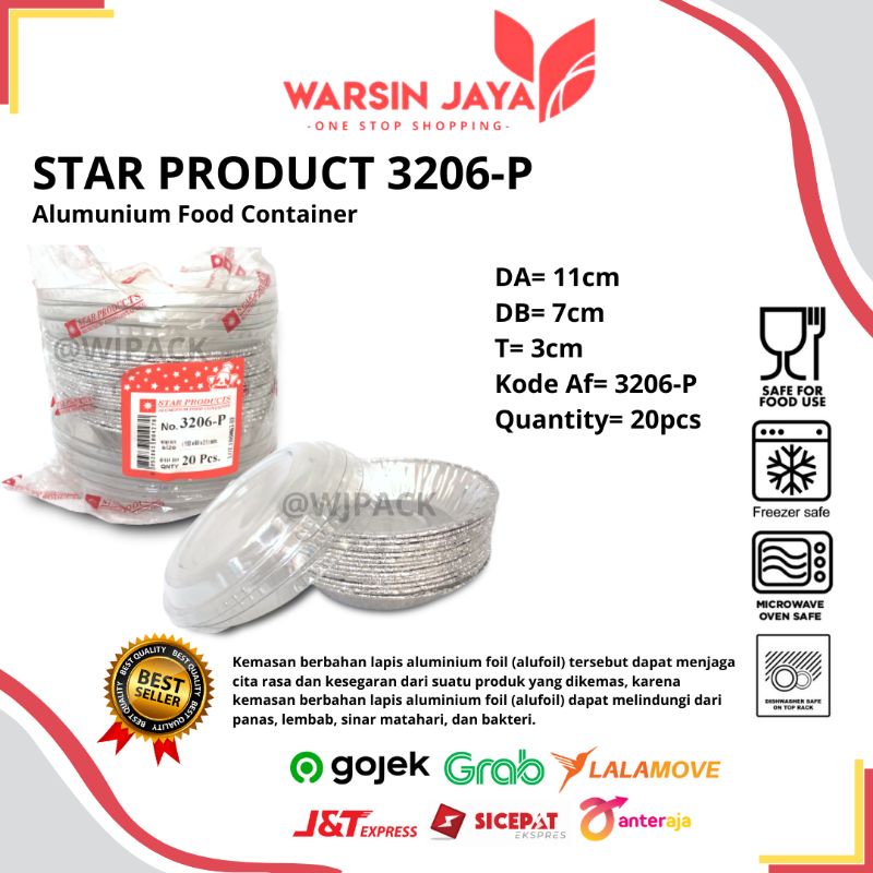 WADAH ALUMUNIUM FOAIL BULAT + TUTUP ISI 20PCS STAR PROSUCTS 3206-P