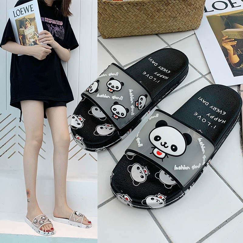 Grosir - S938 Slip Sandal Motif Panda / Sandal Lucu &amp; Imut / Sandal Fashion Wanita / Sandal Slop  Cewek