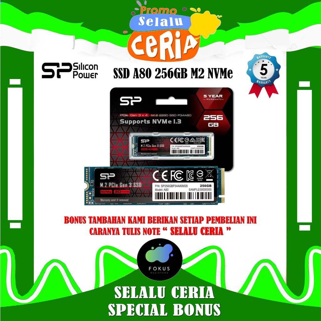 SSD Silicon Power A80 256GB M.2 NVMe 2280 PCIe Gen3x4