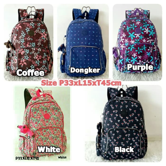 KP7029 Tas Ransel Kipling Motif Jumbo - Hitam