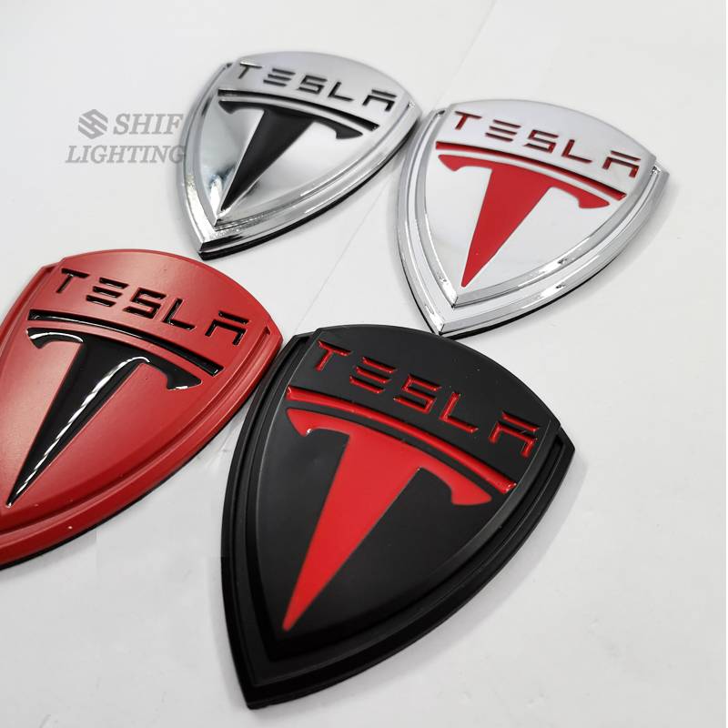 1Pc Stiker Emblem Logo TESLA Bahan Metal Untuk Dekorasi Mobil TESLA