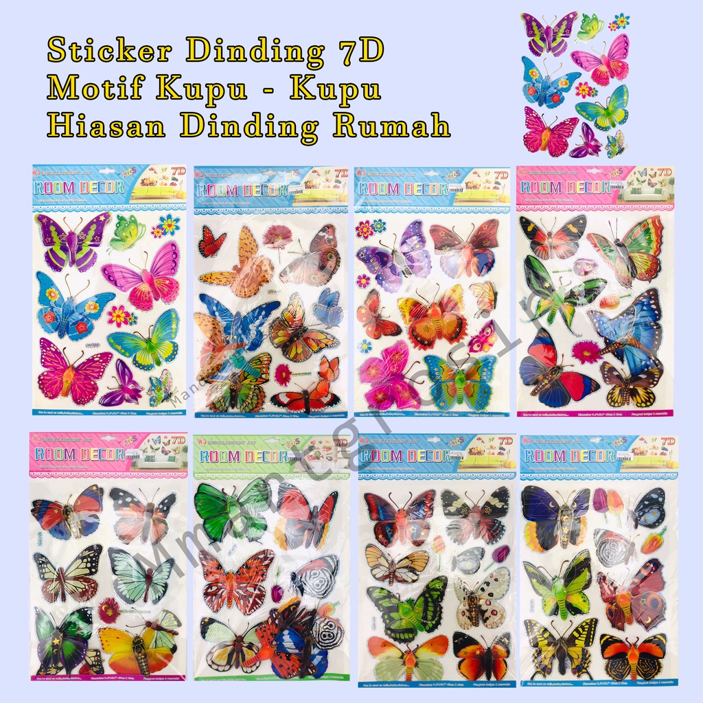 Sticker Dinding 7D/ Sticker / Room Decor / Hiasan dinding Rumah / Sticker Kupu - Kupu