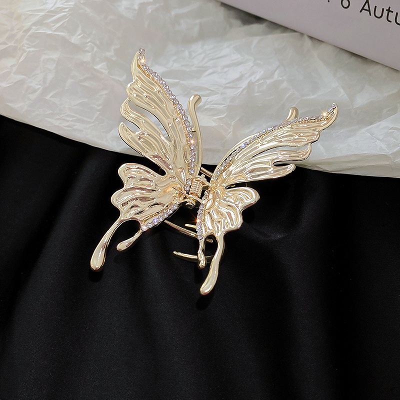 Jepit Rambut Model Butterfly Shark Aksen Berlian Imitasi Bahan Alloy Gaya Korea Untuk Wanita