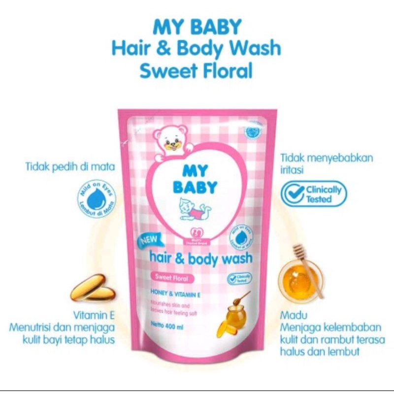 My Baby Hair &amp; Body Wash Sweet Floral Refiil [400 ml]