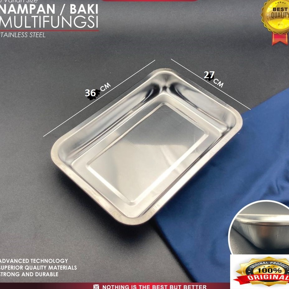 nampan baki stainles kotak warteg warung nasi wadah 32x22cm