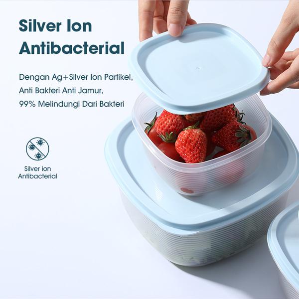 SAMONO SFKB002 1 Set 5pcs Silver Ion Antibacterial Plastic Food Container Fresh Keeping Box