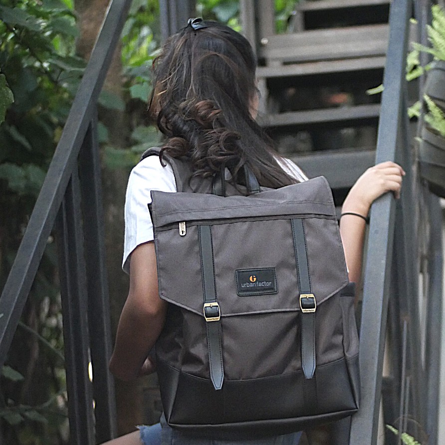 HIGHWAY BROWN |Urban Factor x FORIND| Tas Ransel Ori Bag Polos Pria Wanita Backpack Baru New Origina