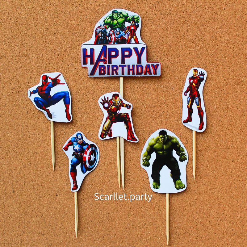 TOPPER AVANGER TOPPER SPIDERMAN HIASAN KUE TART IRONMAN DEKORASI ULANG TAHUN CAPTAIN AMERICA MARVEL