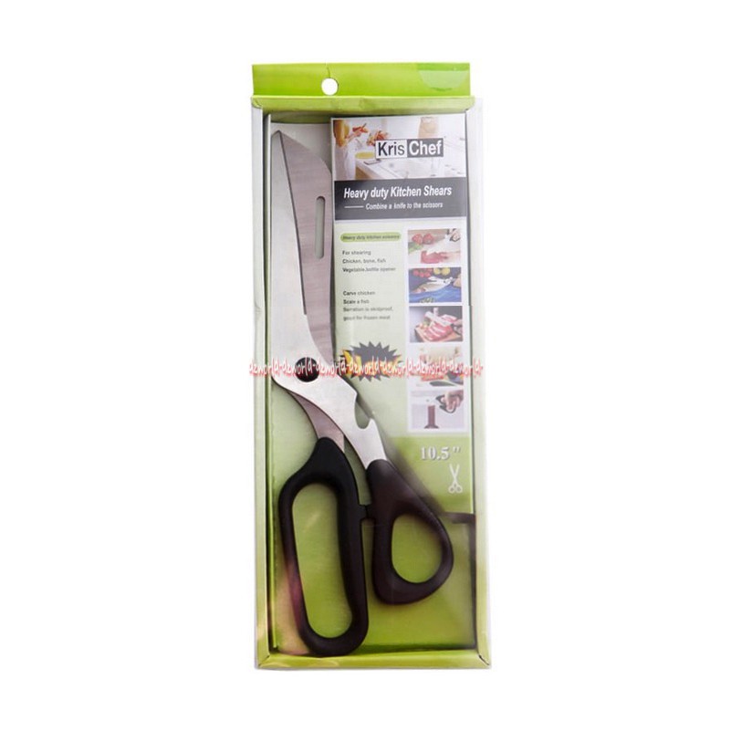 Krischef Heavy Duty Kitchen Shears Gunting Serbaguna Hitam Kris Chef 2-in-1 Heavy Duty Kitchen Scissors Gunting Dapur Serbaguna Untuk Potong Ayam Daun Sayur Bumbu Krisbow