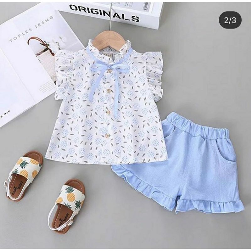 Baju Anak Perempuan Kemeja Anak Perempuan Setelan Anak Import Setelan Anak Lengan Pendek Shopee Indonesia
