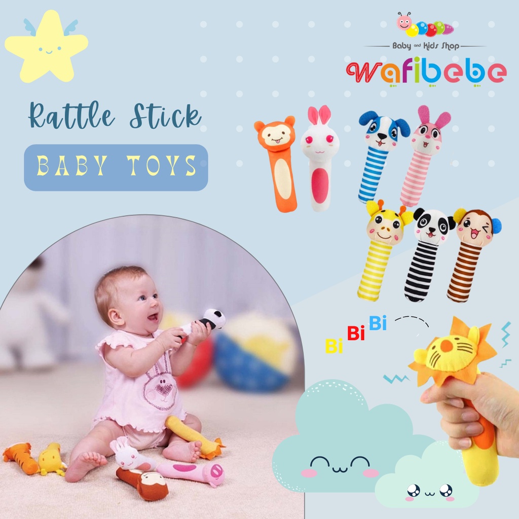 Mainan Bayi Boneka Rattle Stick Bunyi Animal