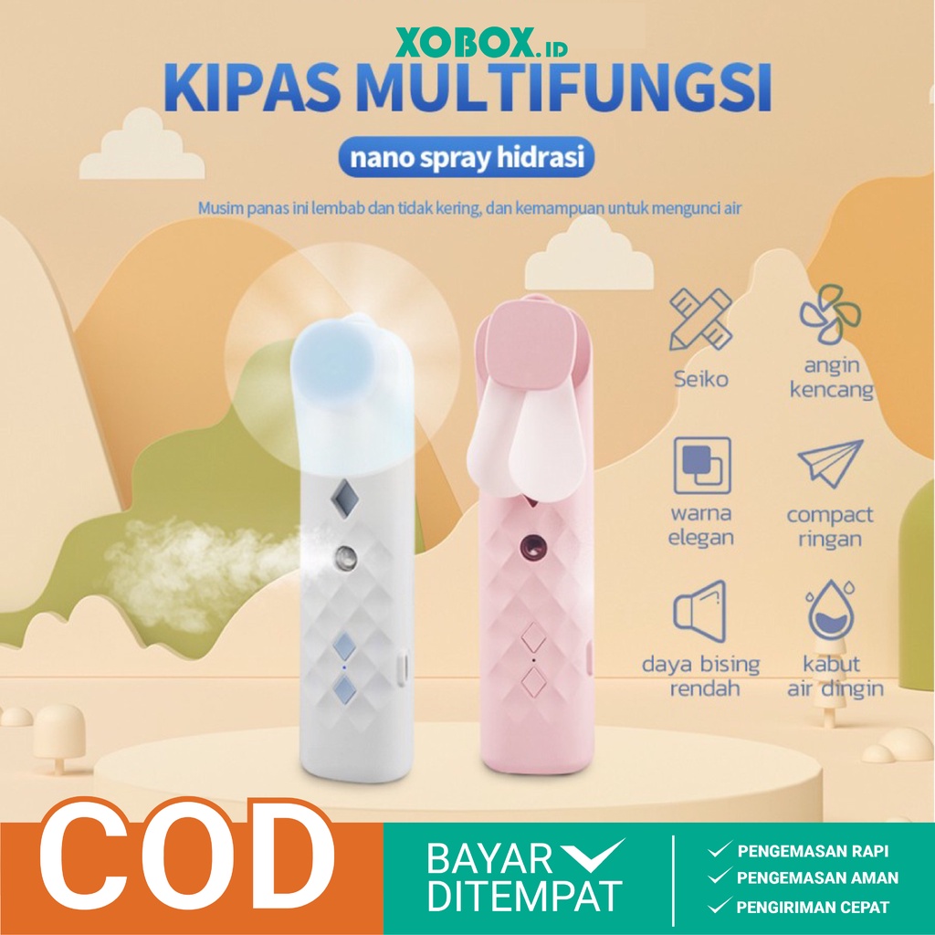 Kipas Angin 2 in 1 Humidifier Pocket Fan USB Rechargeable HM009 - XOBOX