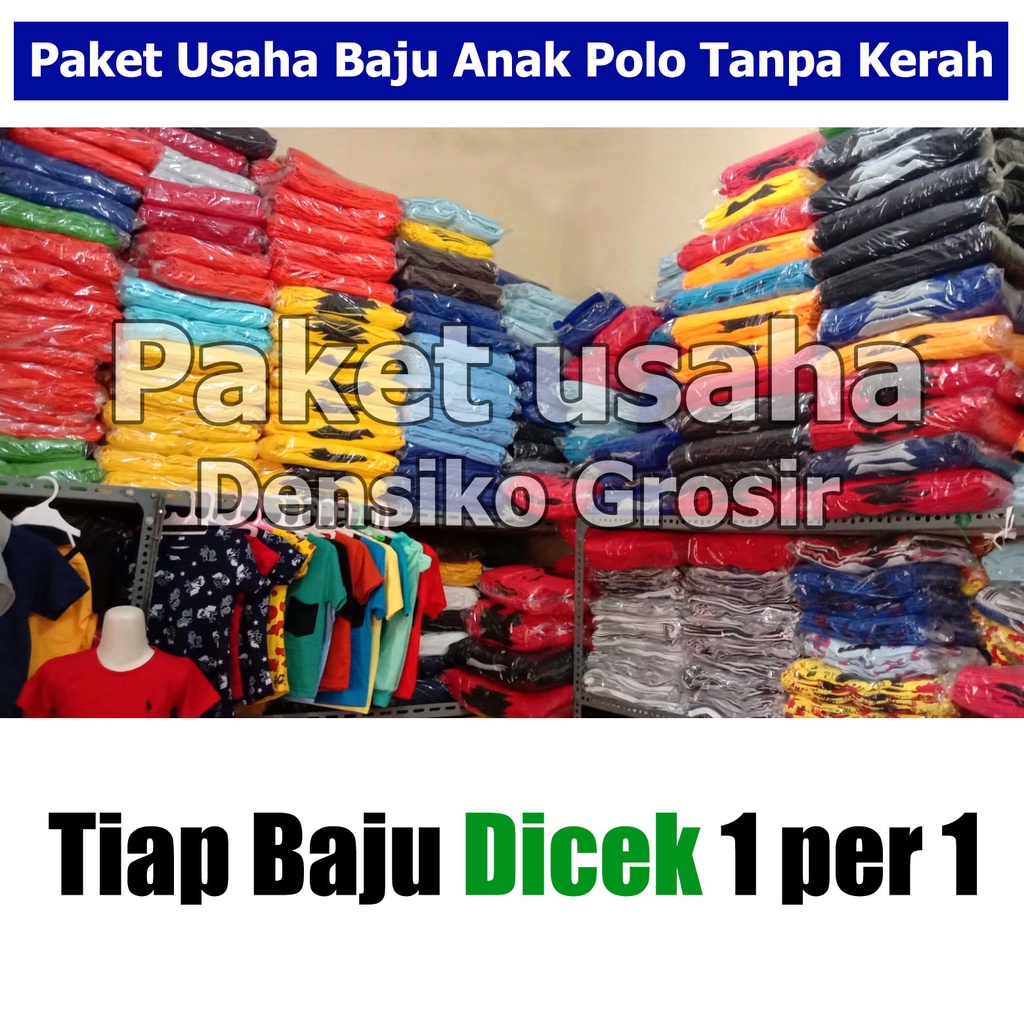 GROSIR 1 Lusin Baju Anak Polo Tanpa Kerah (size 1-3) serian 3 Ukuran Baju Anak