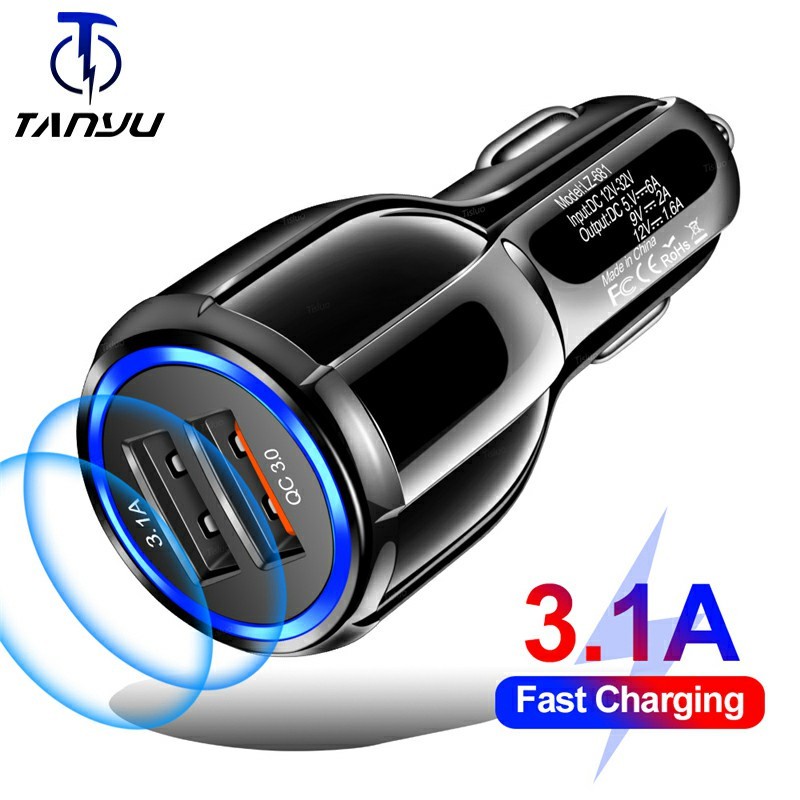 Car Charger Quick Charge 3.0 Dual USB Fast Charging for iPone Samsung Universal