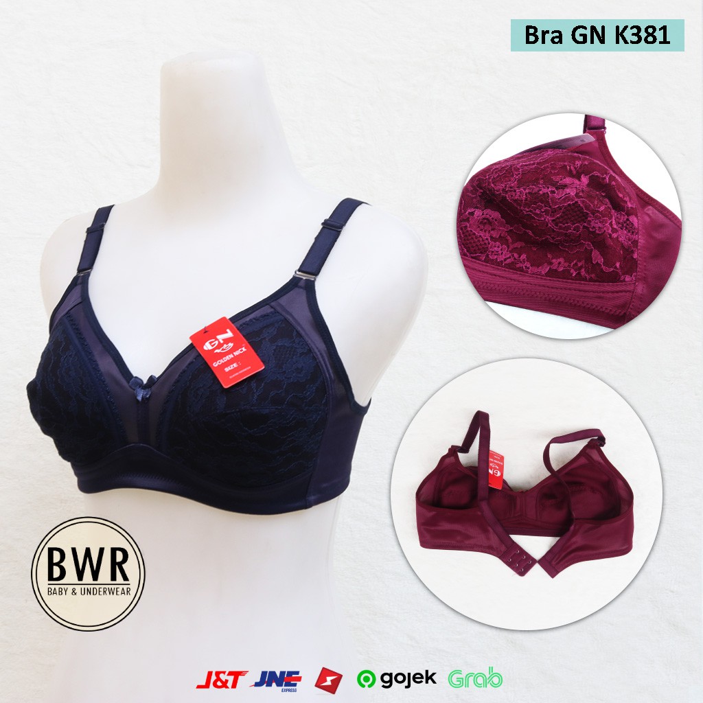 BH Golden Nick K381 BRUKAT  Bra wanita busa tipis kancing 2 - Renda