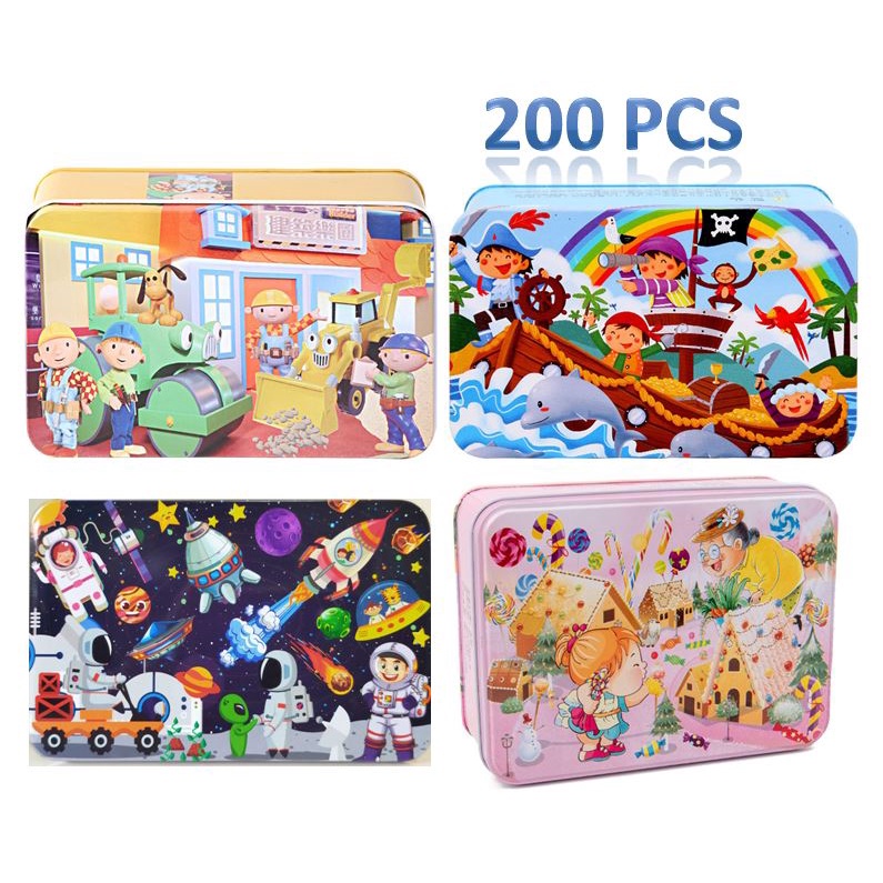 Promo TIN CAN 200 PCS JIGSAW PUZZLE MAINAN EDUKASI ANAK-ANAK