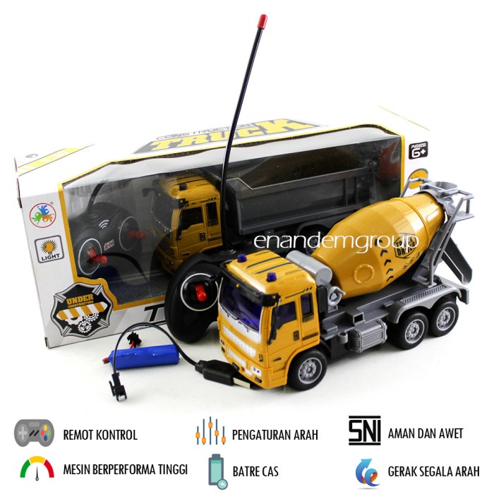Mainan Mobil Remot Kontrol RC Dump Truk  Truk Molen Batre Cas - Molen