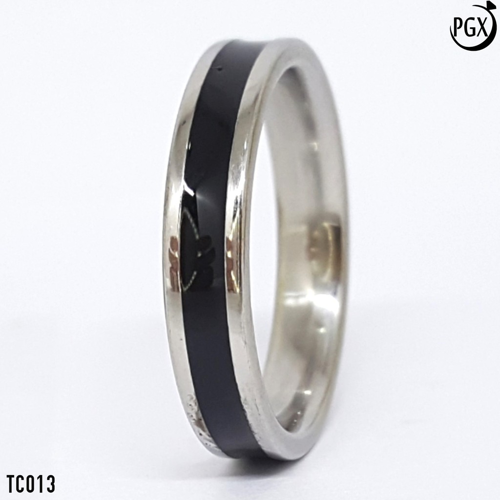 PGX Cincin Titanium Couple Silver Aksesoris Fashion Perhiasan Anti Karat - TC013