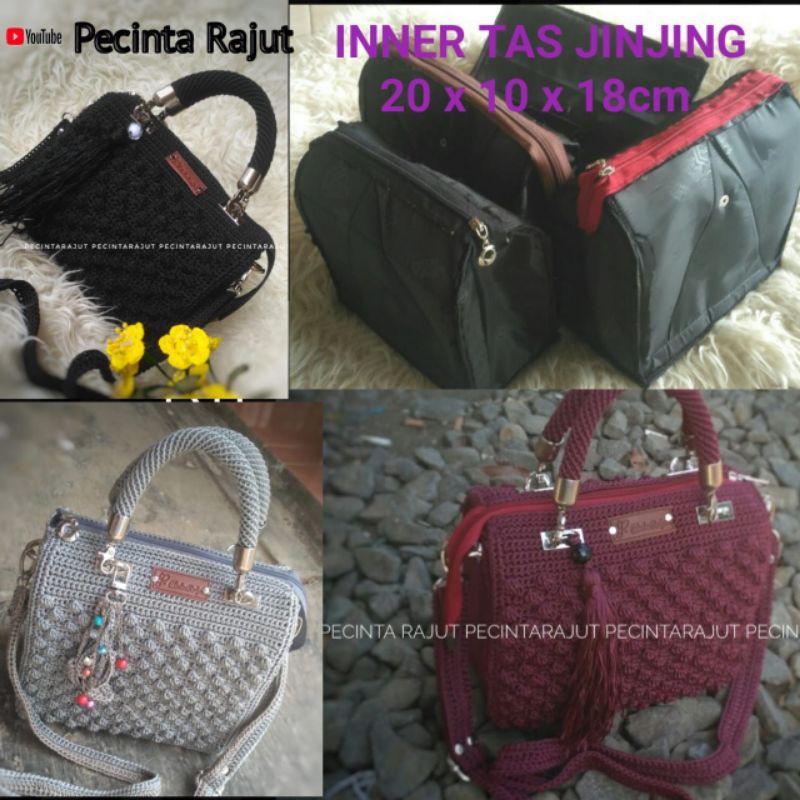 INNER TAS WANITA RAJUT SELEMPANG DALEMAN FURING TAS RAJUT MACRAM TALIKUR