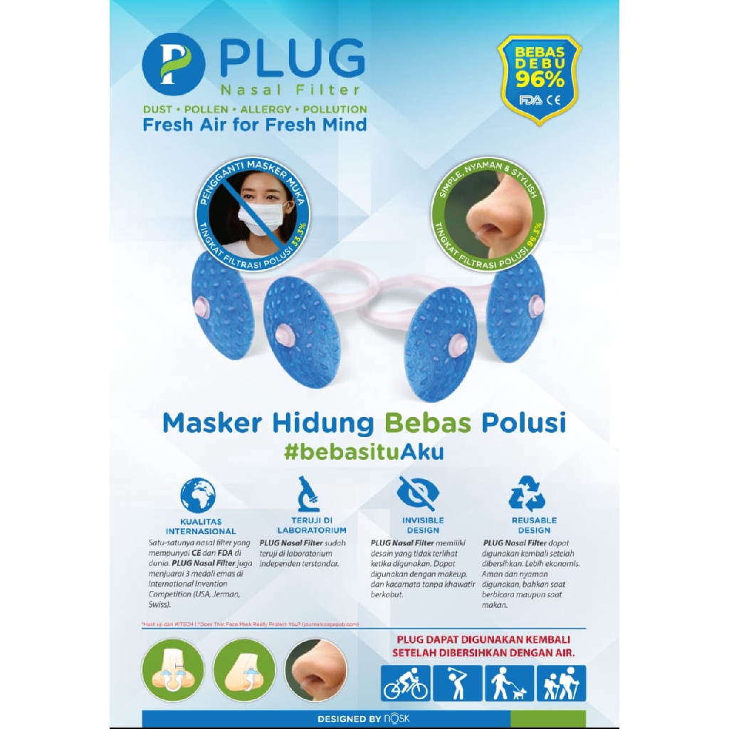 Plug Nasal Filter / Masker Kekinian Jaman Now / Daya Filtrasi 96,3%