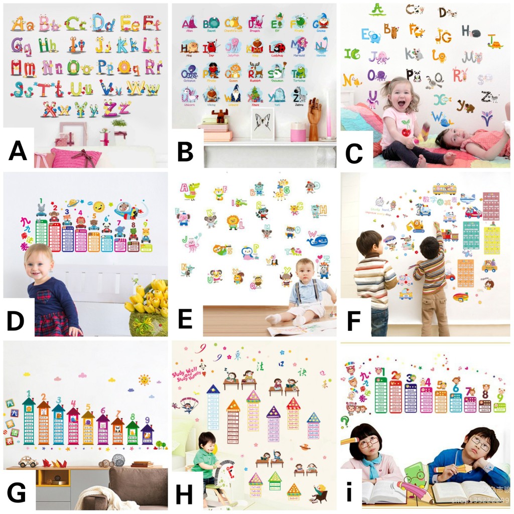 Reliza Wall Sticker Alphabeth Study Angka Huruf Anak Stiker Dinding LDR31