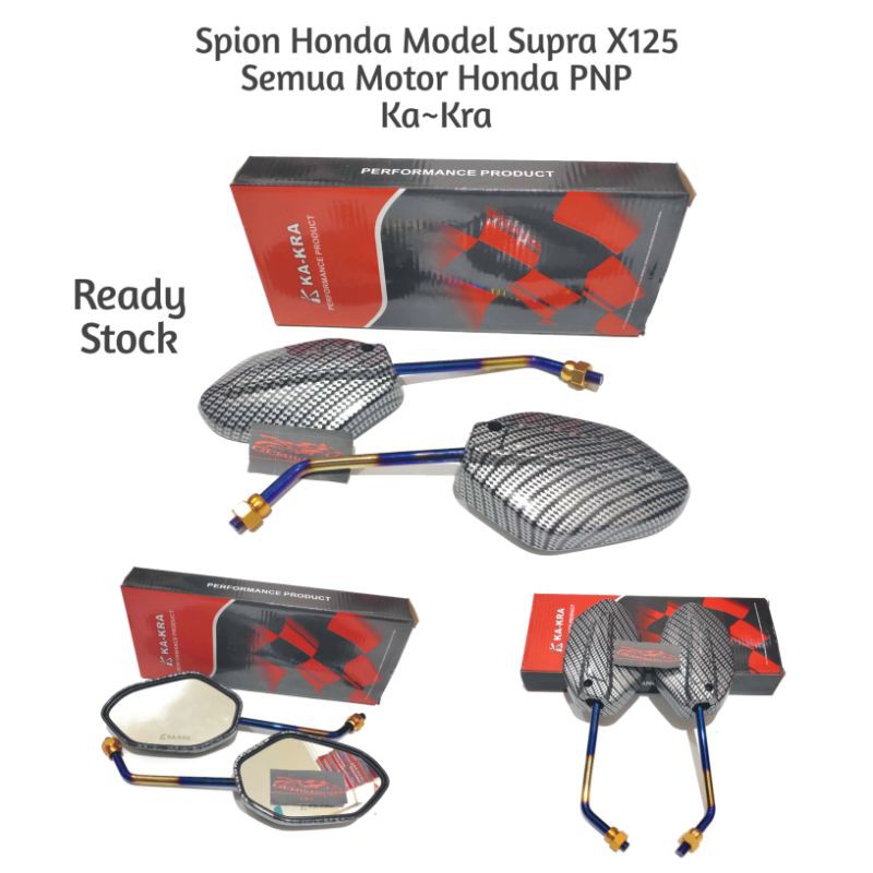 Spion Carbon Honda Sepasang Model Tiger Revo Supra x 125 Variasi Twotone Xxx Tangkai Panjang cocok semua motor honda beat vario 125 vario 150 pcx Adv scoopy supra tiger cb150r verza-1