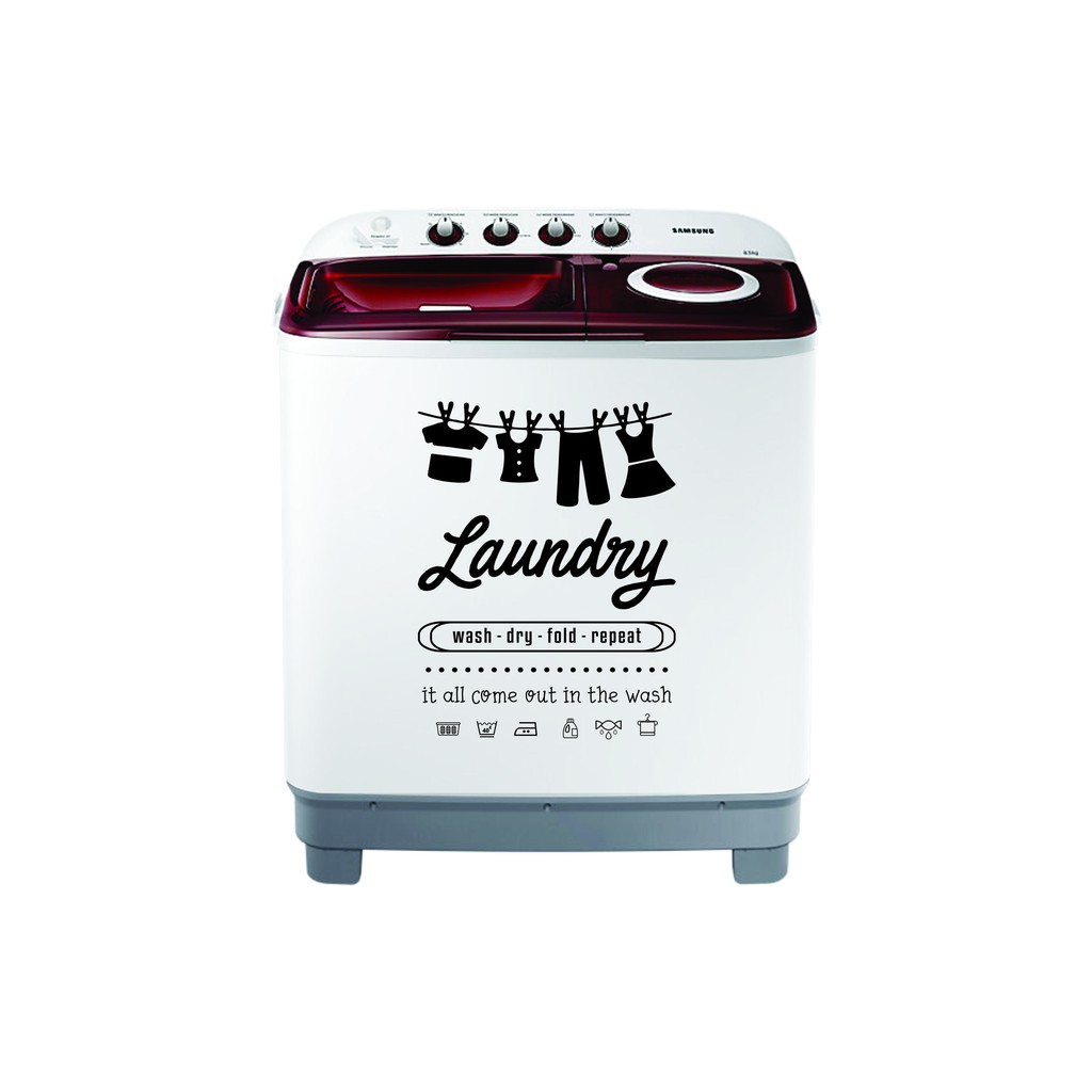 STICKER MESIN CUCI / WALLSTICKER LAUNDRY  Sticker Laundry Wash Dry Black