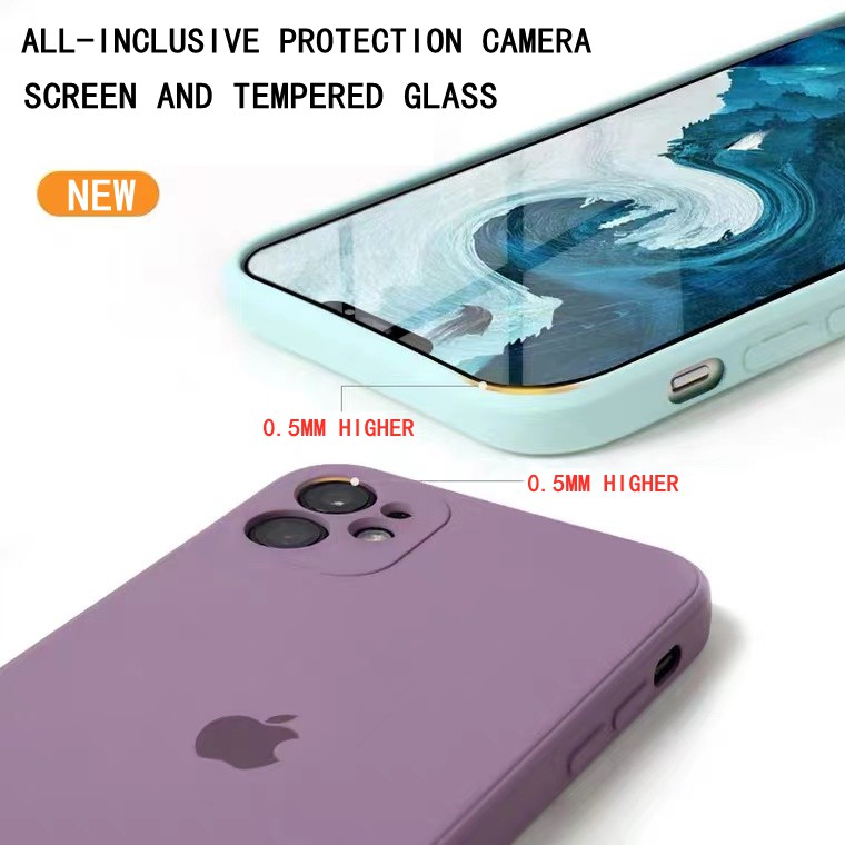 Casing Soft Case Silikon Bentuk Kotak Dengan Lanyard Untuk Iphone 11 Pro Max 12 Mini 12 Pro Max