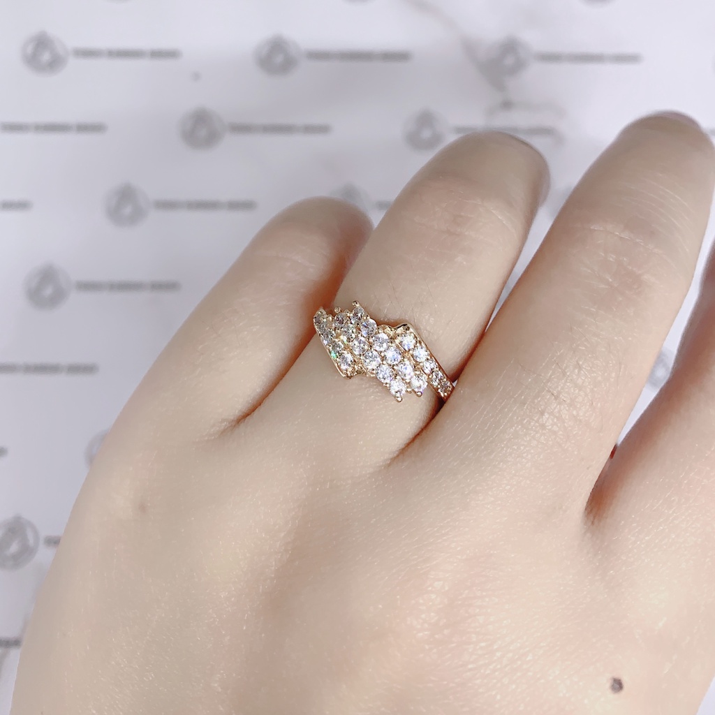 Cincin Xuping Gold Fashion Wanita Motif Permata Delapan Baris Perhiasan Wanita *53