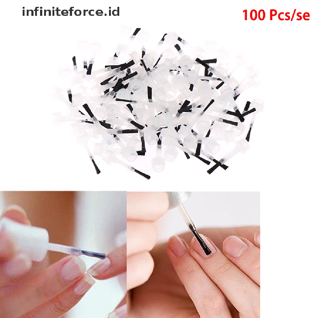 (infiniteforce.id) 100pcs / Set Brush Aplikator Kutek Gel Cair Pengganti Untuk Nail Art