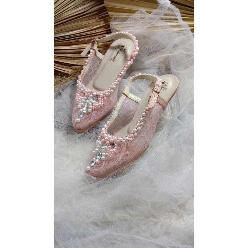 sepatu clarisaa dustypink tinggi 7cm hak kaca