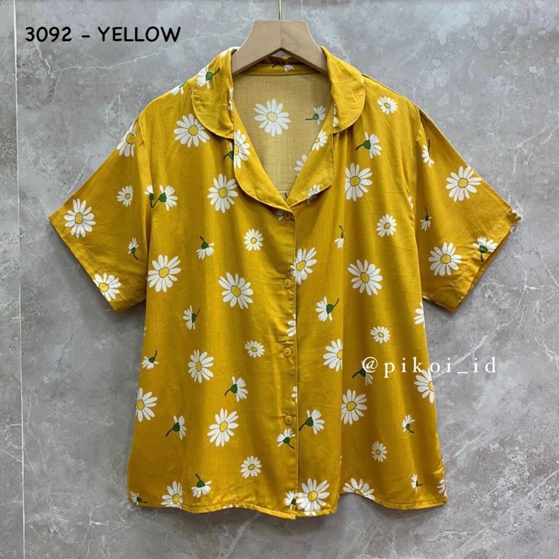 Kemeja lengan pendek motif bunga / kemeja pantai katun rayon murah / kemeja summer lucu 3092