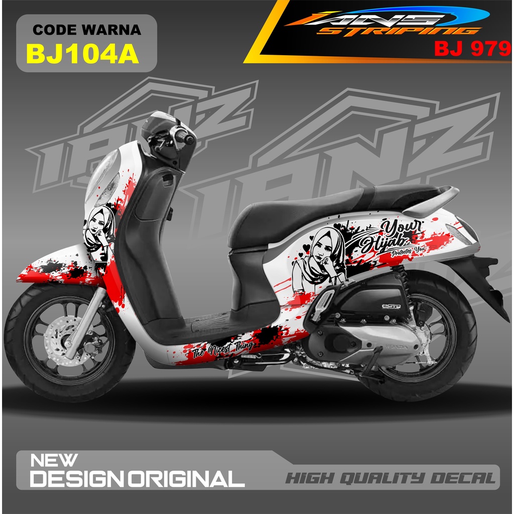 DECAL STIKER HONDA SCOOPY FULL BODY / STICKER VARIASI SCOOPY MOTIF HIJAB / STICKER SCOOPY SILUET WAJAH