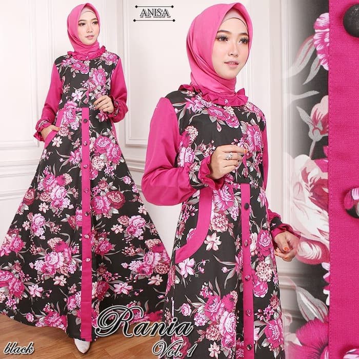 Gamis Muslim Original | Rania Dress | Maxi Syari Original - Navy