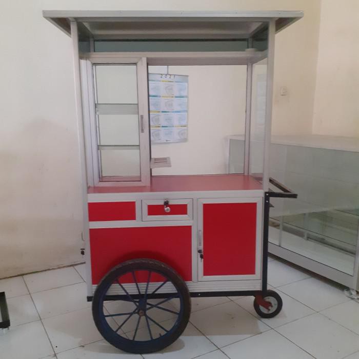 gerobak dorong / gerobak alumunium / gerobak jualan dorong