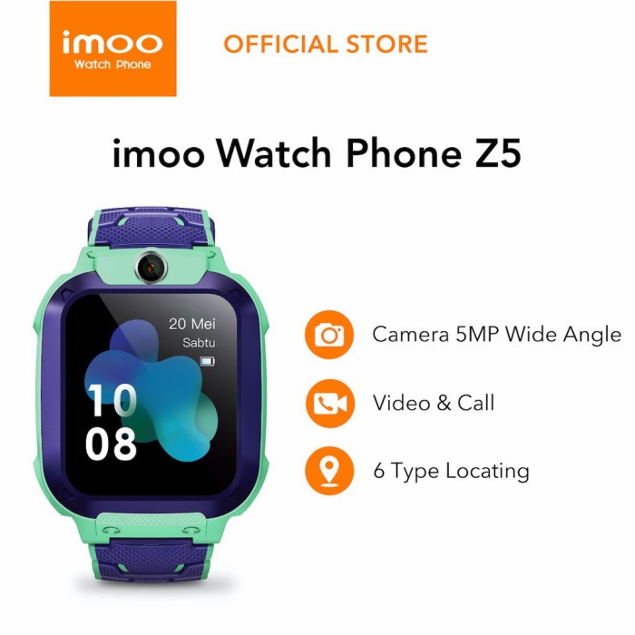 imoo Watch Phone Z5 Green - HD Video Call / Jam Anak Pintar / Garansi