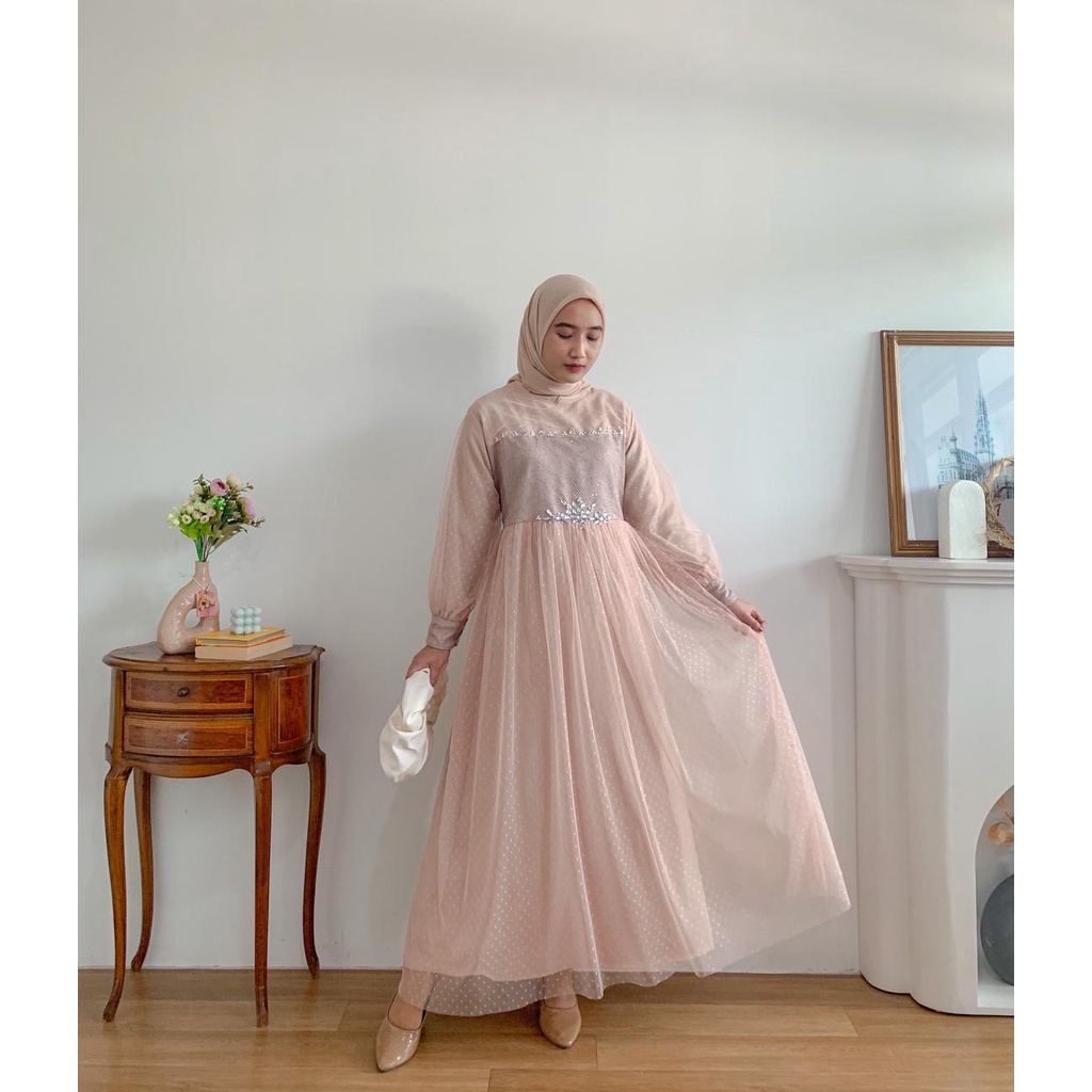 Davara Tile Dress Ld 110/Dress Tulle Doty/Dress Tile Seragaman/Dress Payet/Dress Lebaran/Dress Jumbo