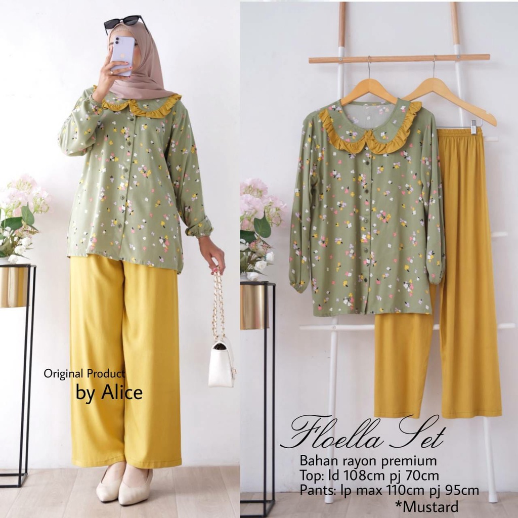 SETELAN KATUN RAYON / 29.9 / LARIO JANIKA QUARE FLOELLA JINSA VIVOLY / ONE SET WANITA ALLSIZE / SETELAN JUMBO / ALICE