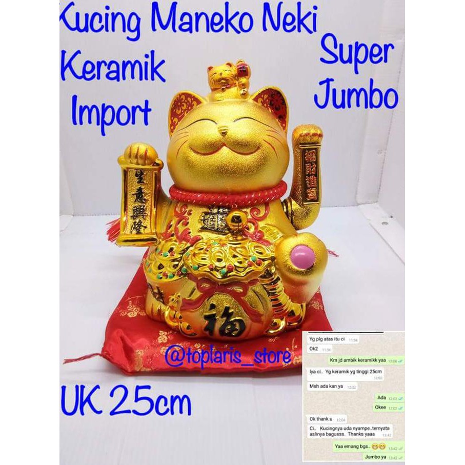 

14.84Ftgrdujh- Kucing Maneko Neki Keramik Rejeki Jumbo Uk 25Cm -Toko-Boneka.
