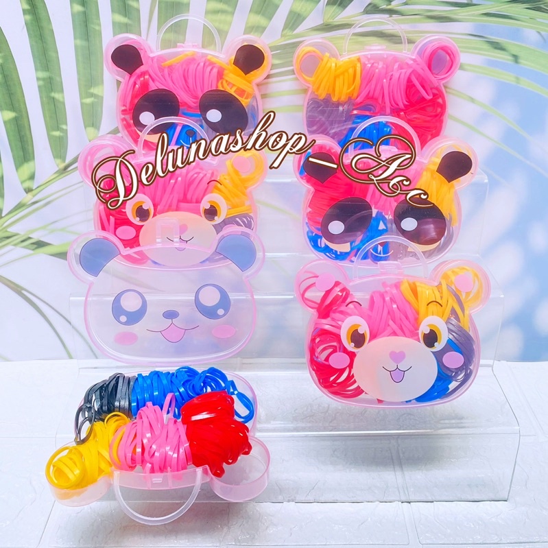 delunashop_Acc ikat rambut jepang box karet china motif kelinci dan bear