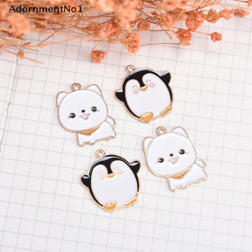 (AdornmentNo1) 10pcs / Set Liontin Enamel Bentuk Penguin / Anjing Bahan Alloy Untuk Kerajinan Tangan DIY